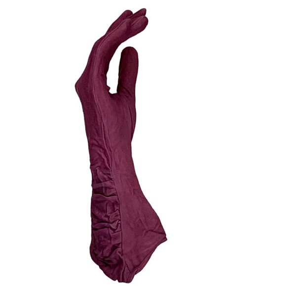 Vintage Fownes Ladies Stretchy Ruched Dressy Long Gloves Purple 92P - Picture 4 of 9